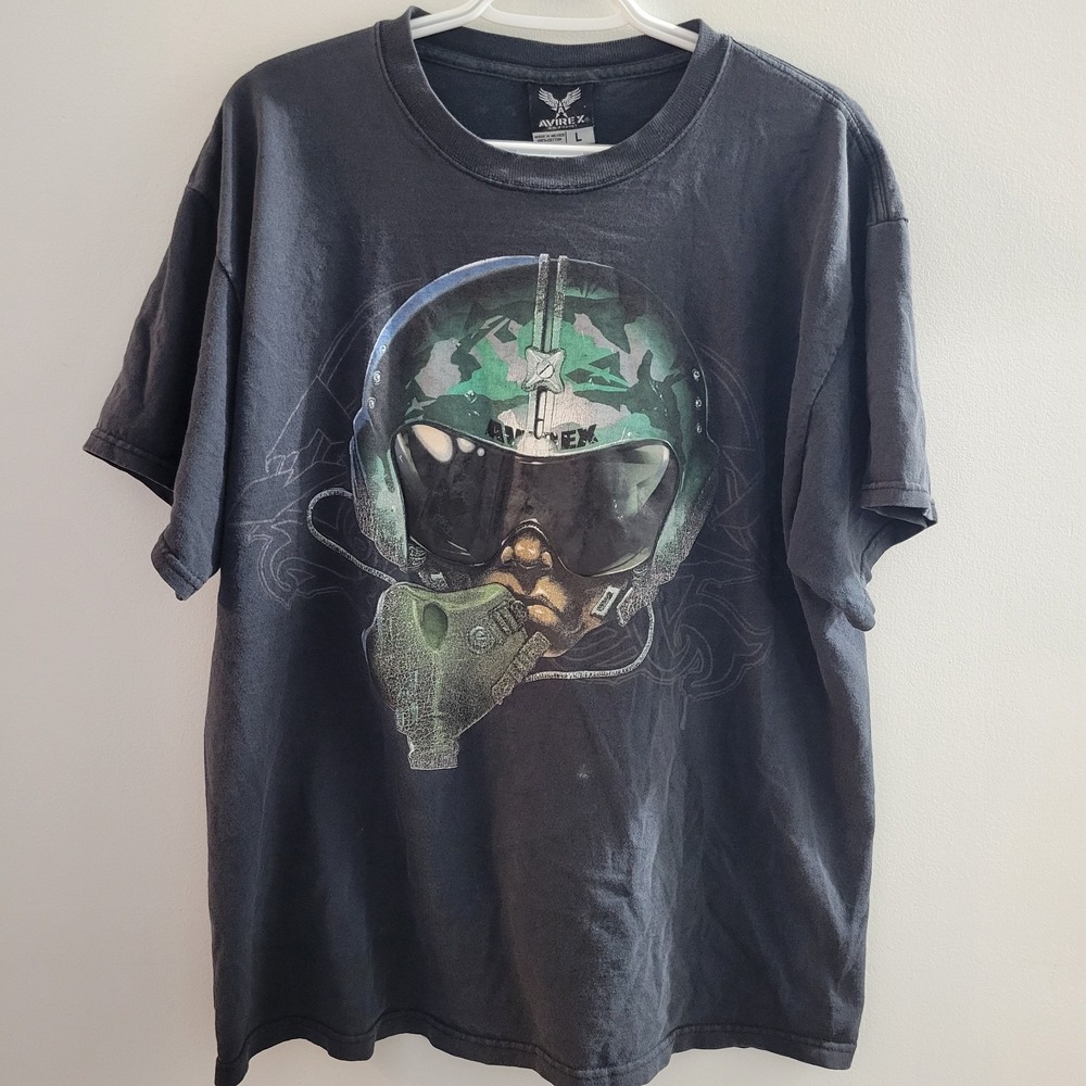 Vintage Y2K Avirex Fighter Pilot T-Shirt Men Size XL Black